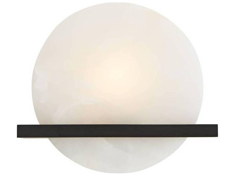 Savion 1-Light Wall Sconce in Bronze with White Onyx Shade