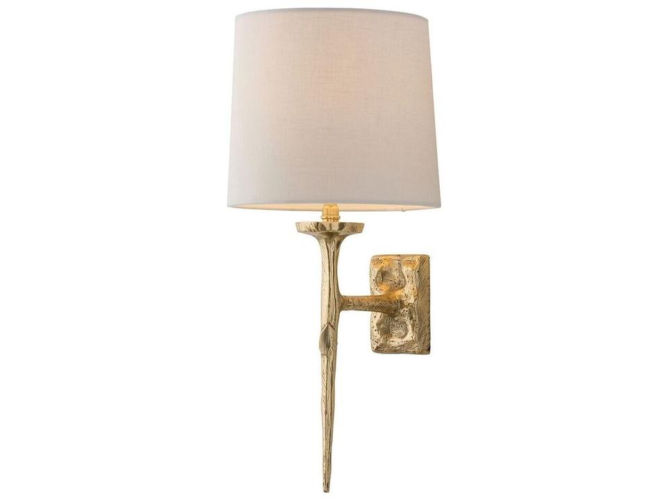 Franz Wall Sconce with Linen Shade in Matte Brass