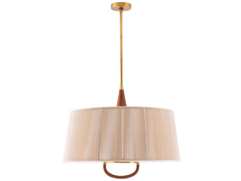 Middlebury 6-Light Pendant Light in Natural Cotton and Antique Brass