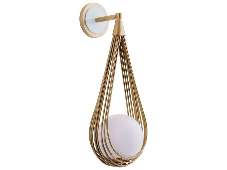 Arteriors Ova 1-Light Wall Sconce in Antique Brass with Opal Glass