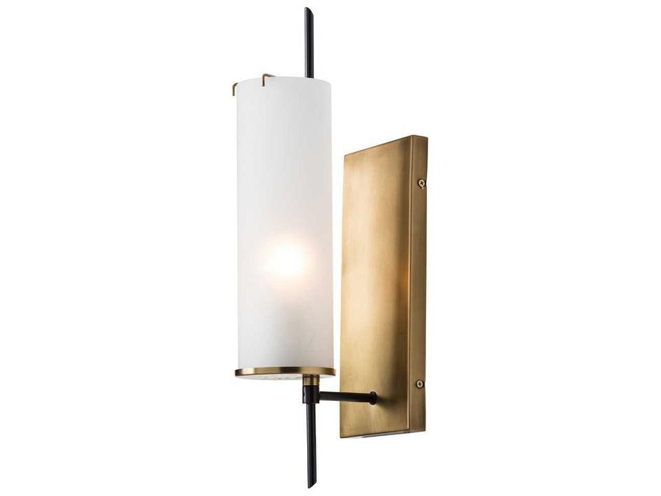 Stefan 1-Light Wall Sconce in Antique Brass with Frosted Glass
