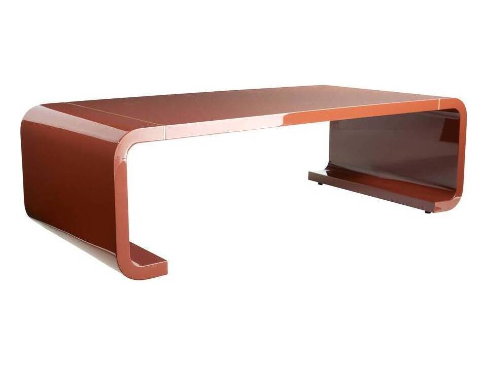 Turnley Rectangle Coffee Table in Paprika Lacquer and Antique Brass