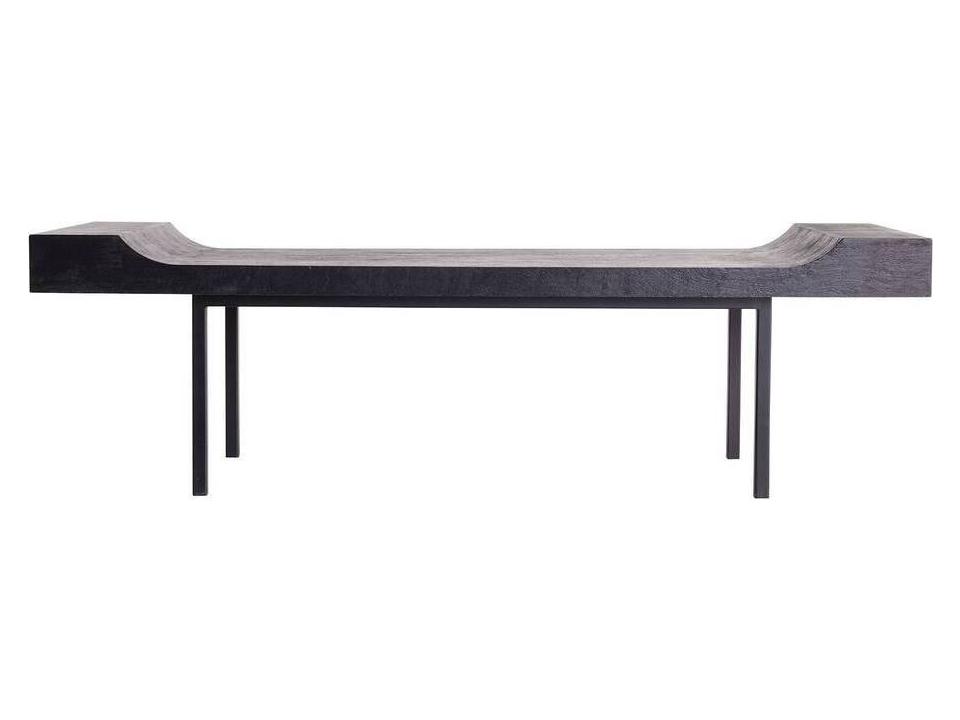Lanny Bench Blackened Iron and Wood Modern