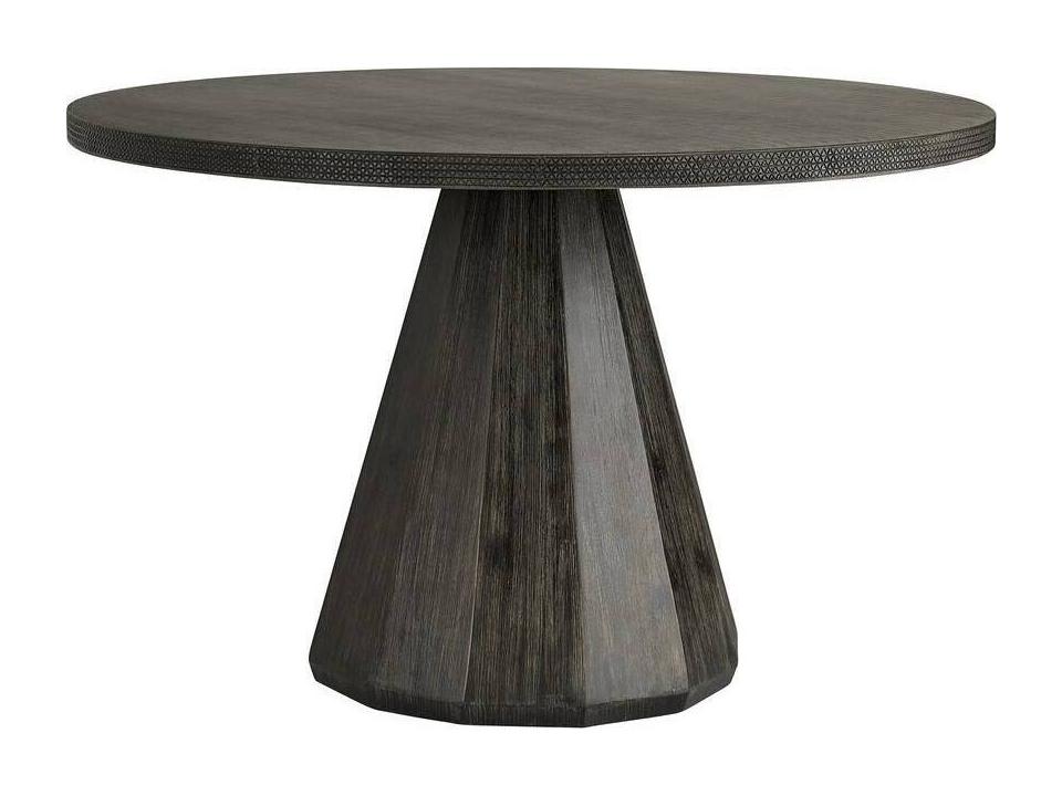 Seren 47-Inch Round Dining Table Dark Ash Lava Stone
