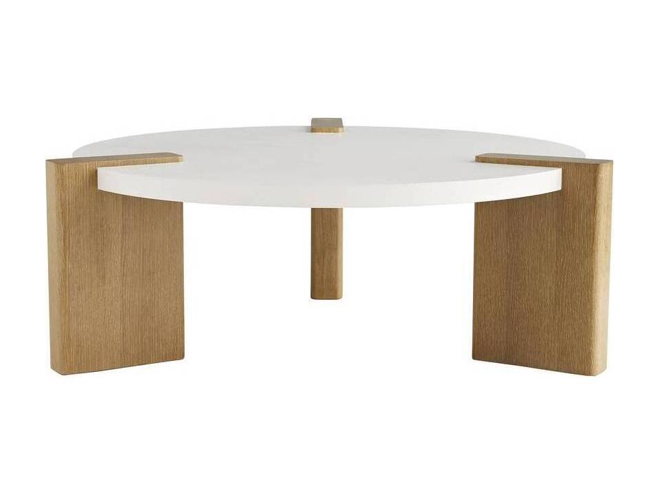 Forrest Square Coffee Table in White Lacquer and Oyster Oak