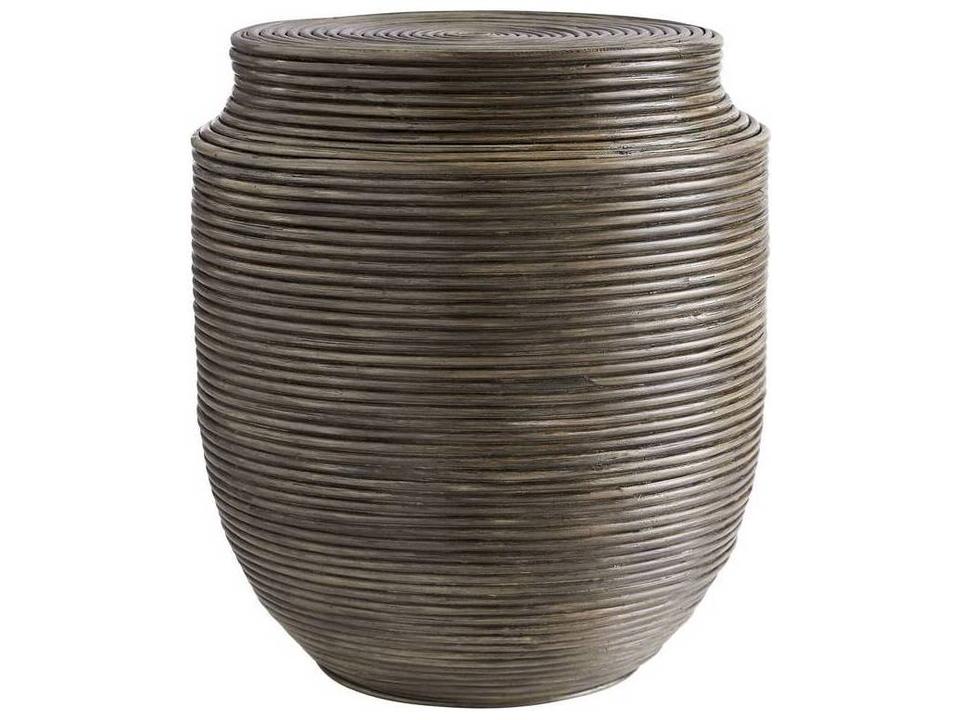 Round Rattan Tobacco Wash End Table