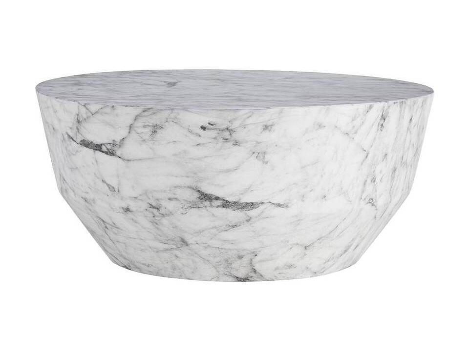 Arteriors Godwin 32-Inch Round Coffee Table in White Faux Marble