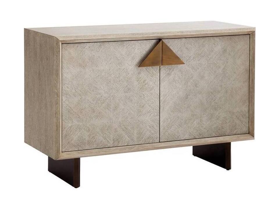 Naomi Smoke Oak Veneer Cabinet with Brass Hardware