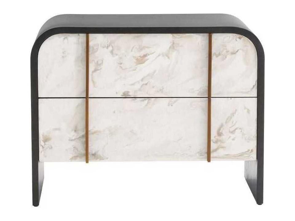 Moira Side Table Ebony Oak Faux Marble