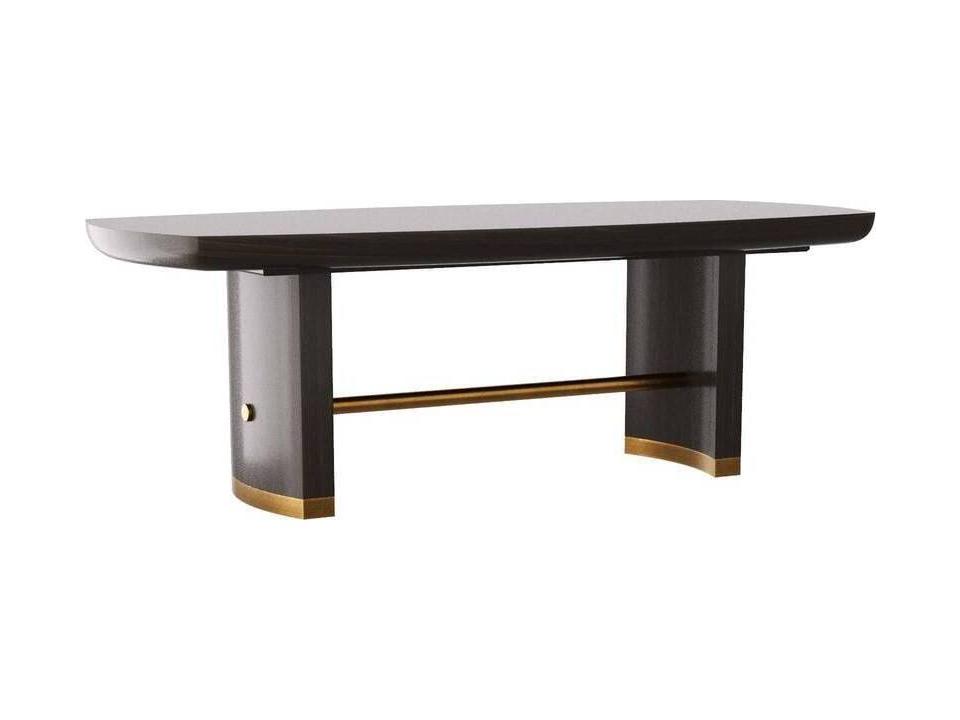 Pembroke Extending Rounded Rectangle Dining Table in Sable Oak Veneer