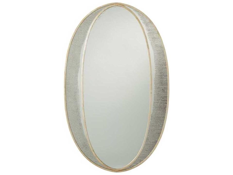 Nadine Oval Wall Mirror with Hand Finished Champagne Leaf Frame