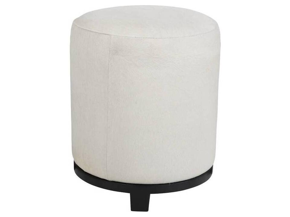 Wimberley Ottoman White Hide Leather with Ebony Base