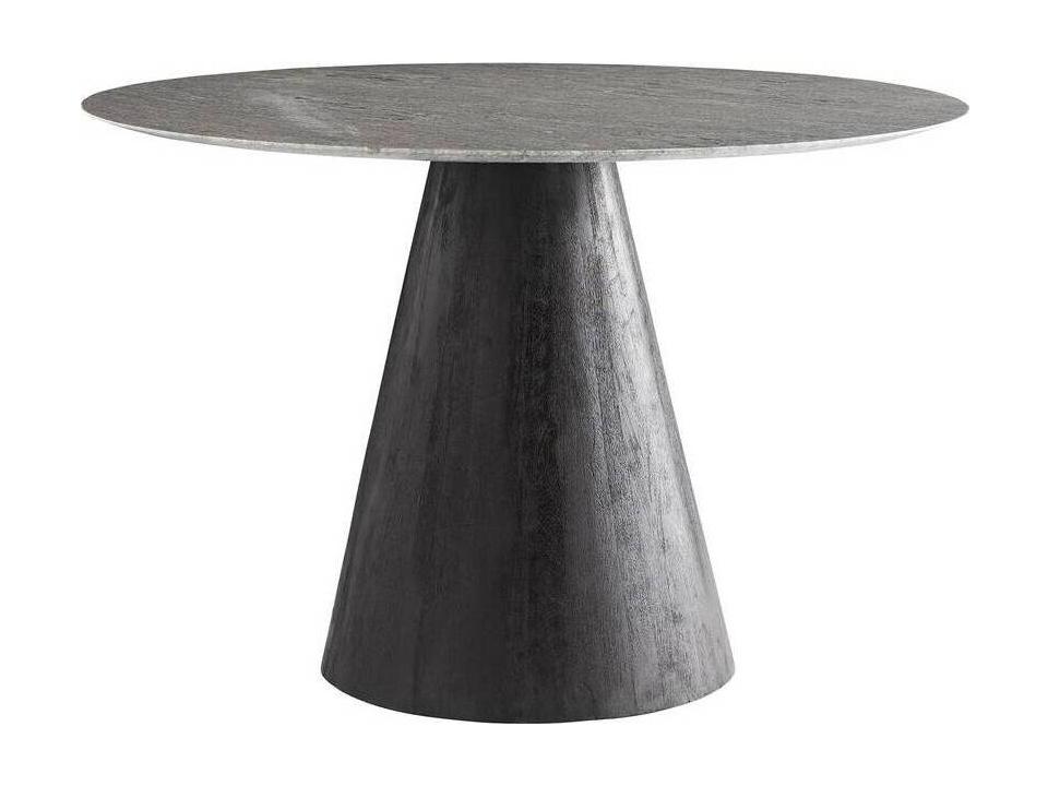 Theodore Round Marble Dining Table in Sandblasted Ebony
