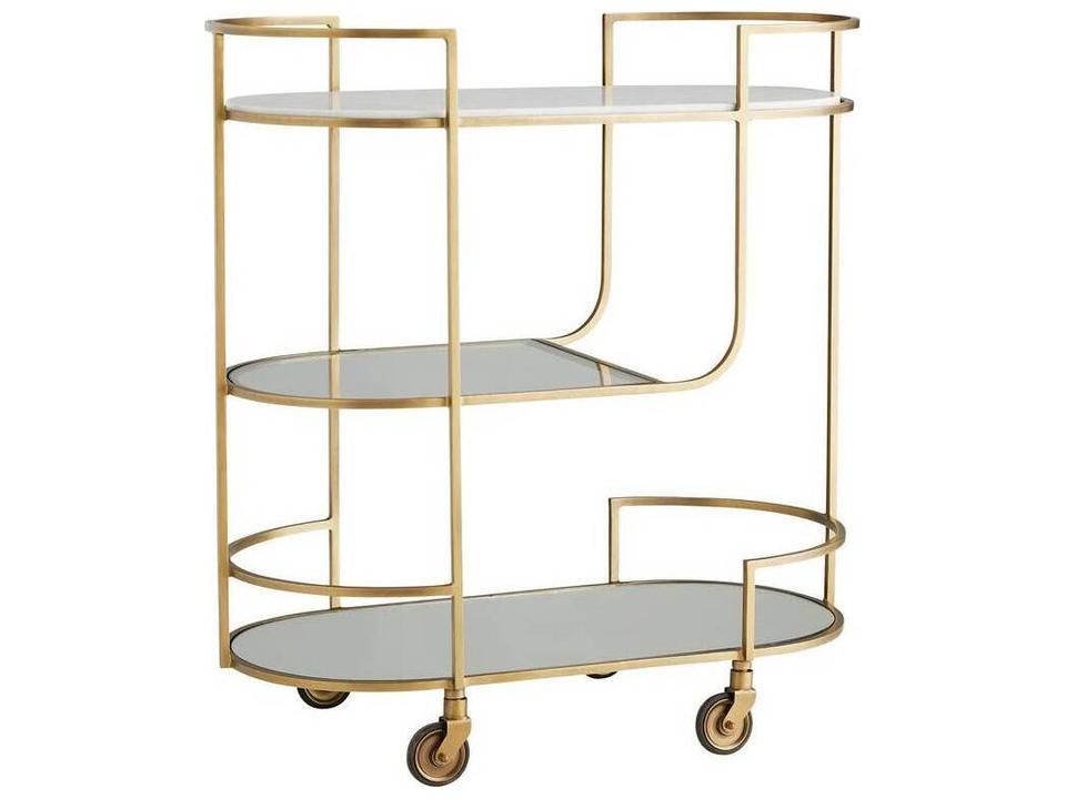 Trainor Bar Cart Antique Brass Marble