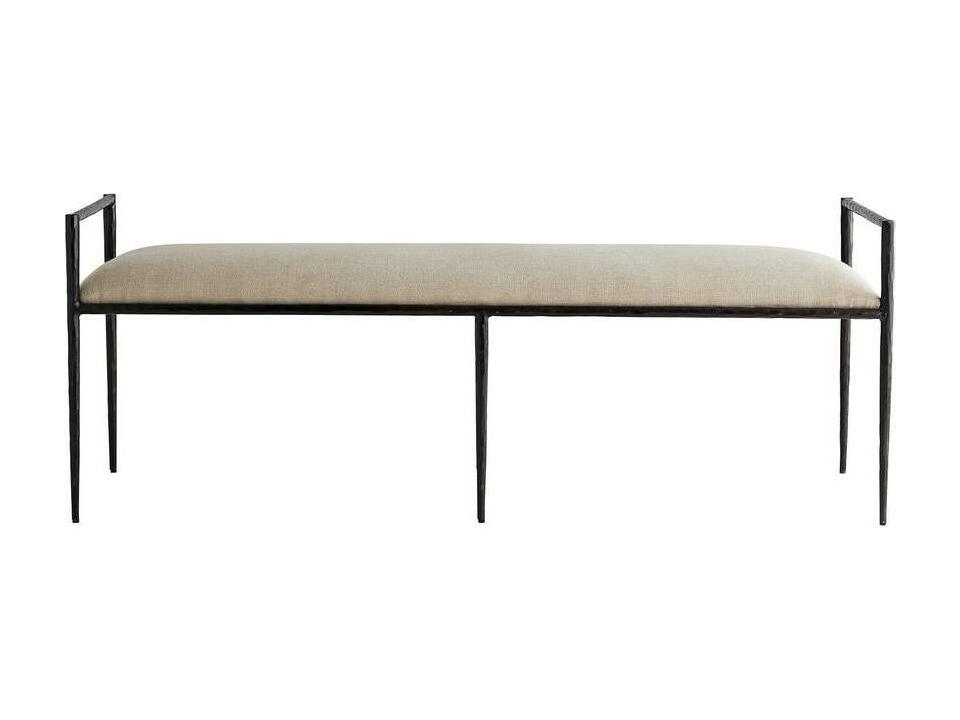 Barbana Linen Upholstered Bench with Natural Iron Frame
