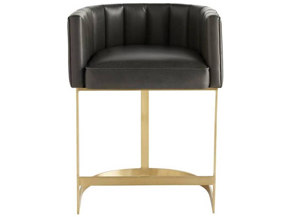 Tatum Leather Counter Stool in Dim Gray with Antique Brass