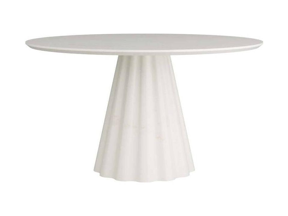 Rinny 54-Inch Round Dining Table in White Marble and Gesso