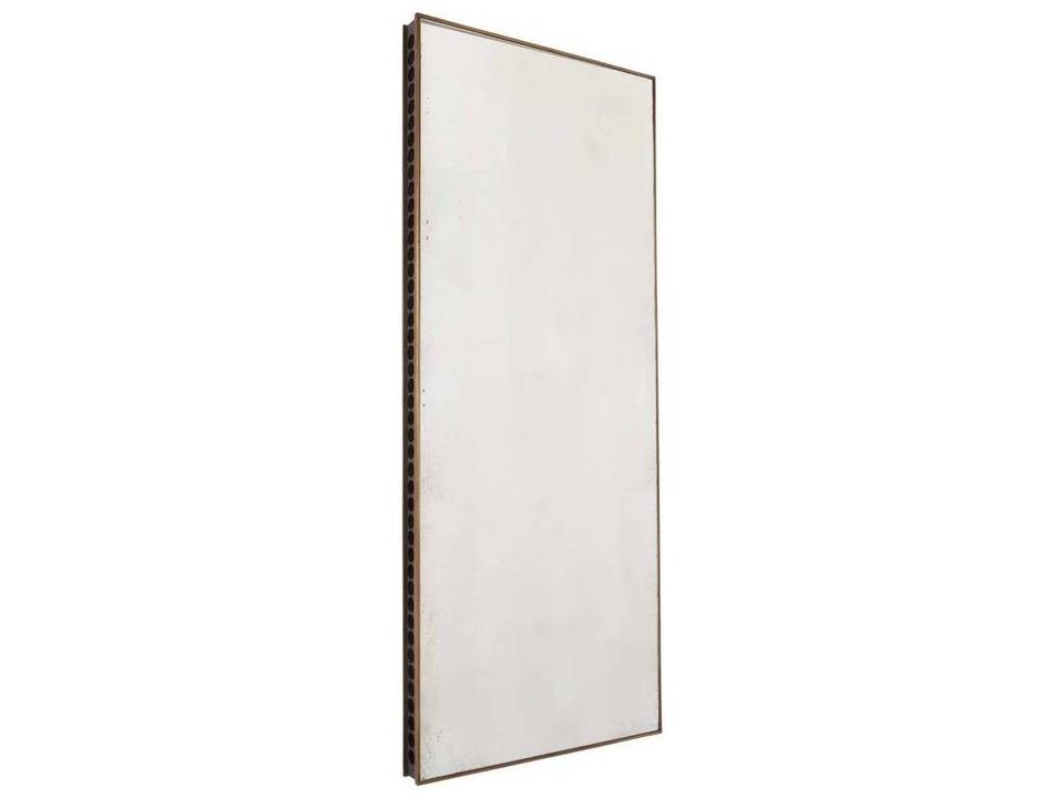 Remus Rectangular Floor Mirror with Ebony Wood and Antique Brass