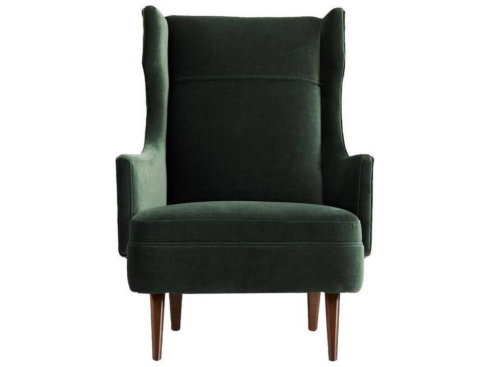Budelli Upholstered Dining Armchair in Forest Velvet and Dark Walnut
