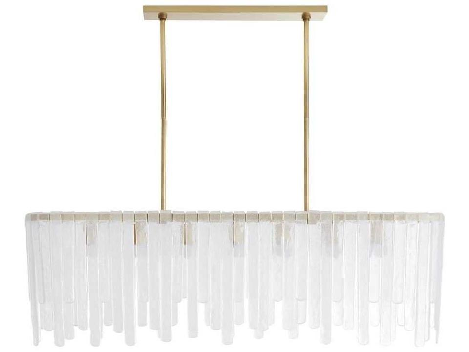 Leighton 7-Light Linear Chandelier in Antique Brass with Clear Seeded Glass
