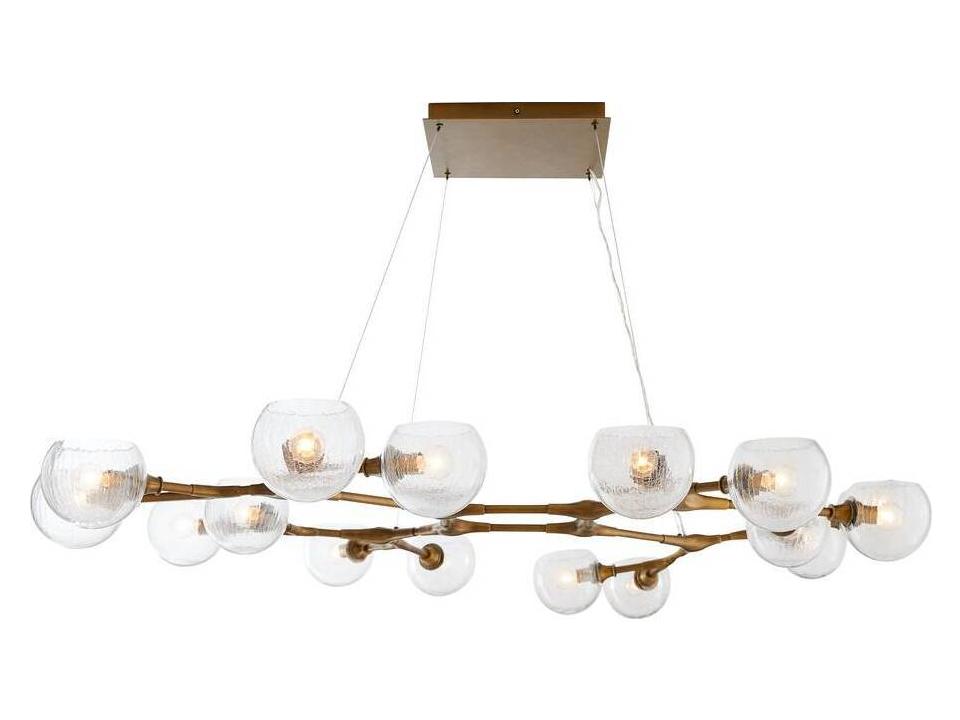 16-Light Mahowald Chandelier in Antique Brass with Crackle Glass