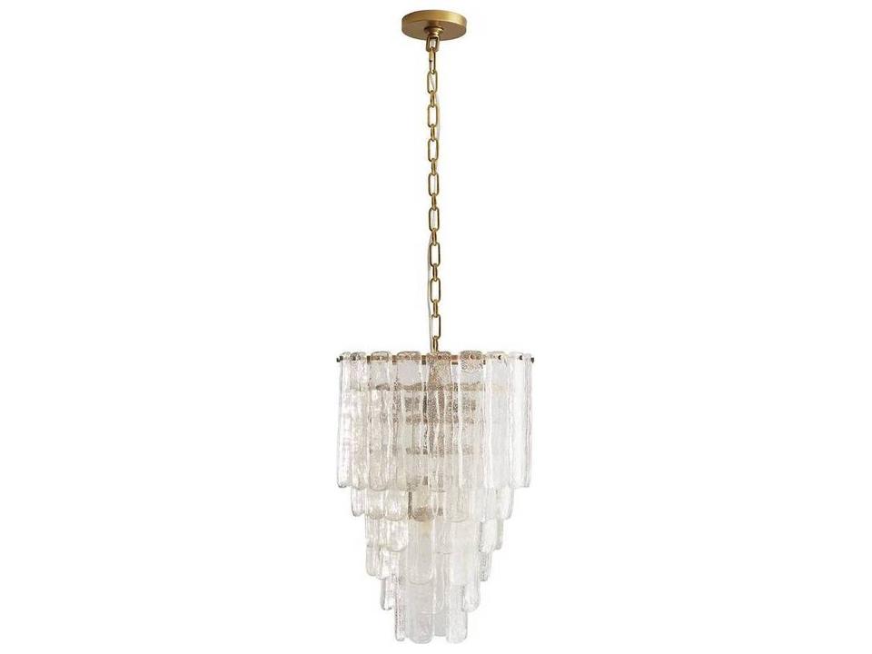 3-Light Larie Chandelier in Antique Brass with Seedy Glass