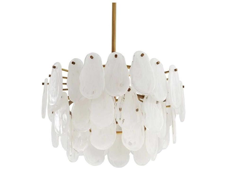 Leon 3-Light Chandelier with White Glazed Glass in Antique Brass