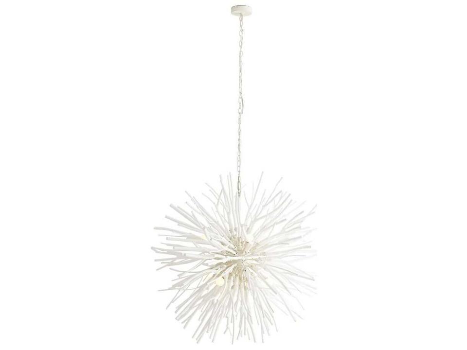 8-Light Finch Chandelier in White Wash Wood and White Steel