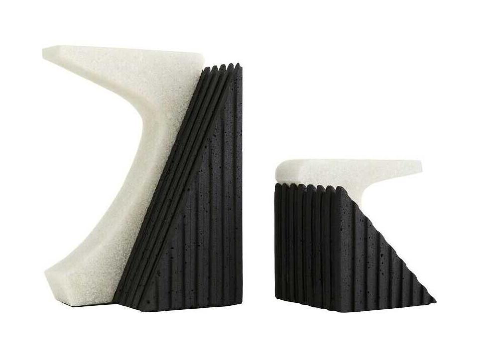Jordono Bookends Set of 2 in Ivory and Charcoal Ricestone