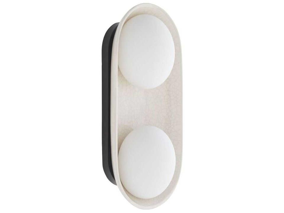 Glaze Large 2-Light Wall Sconce in Ivory Stained Crackle Ceramic