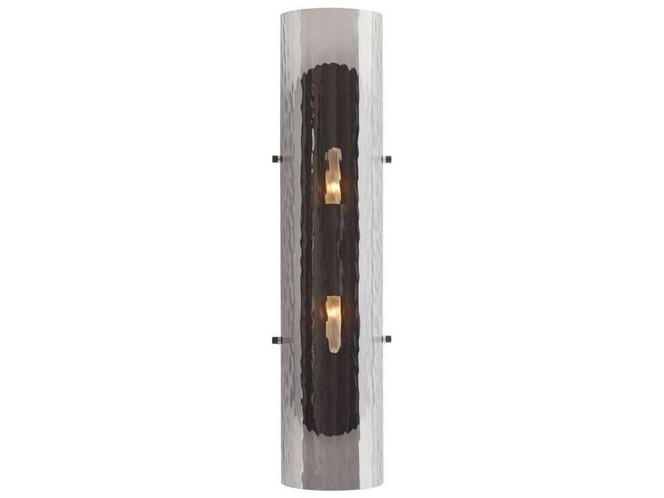 2-Light Bend Wall Sconce in Smoke Glass and Blackened Steel