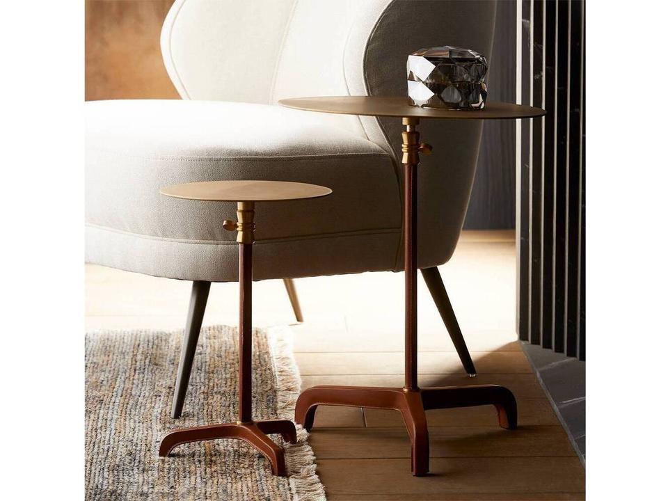 Addison Accent Table Cognac Leather Adjustable Height