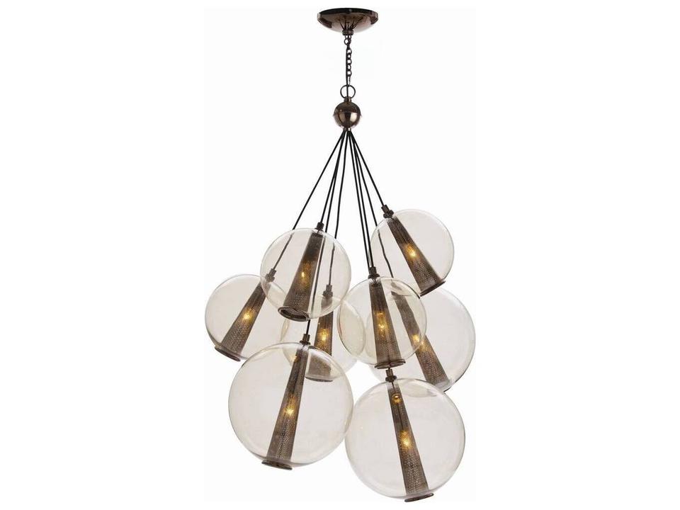 8-Light Caviar Adjustable Cluster Chandelier in Brown Nickel and Smoke Glass