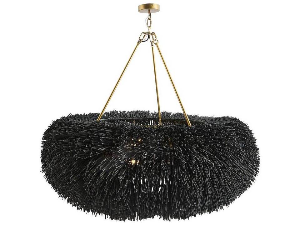 9-Light Zaria Chandelier Black Stained Rattan