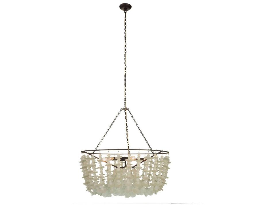 Clear Black Glass Round Tiered Bowl Chandelier