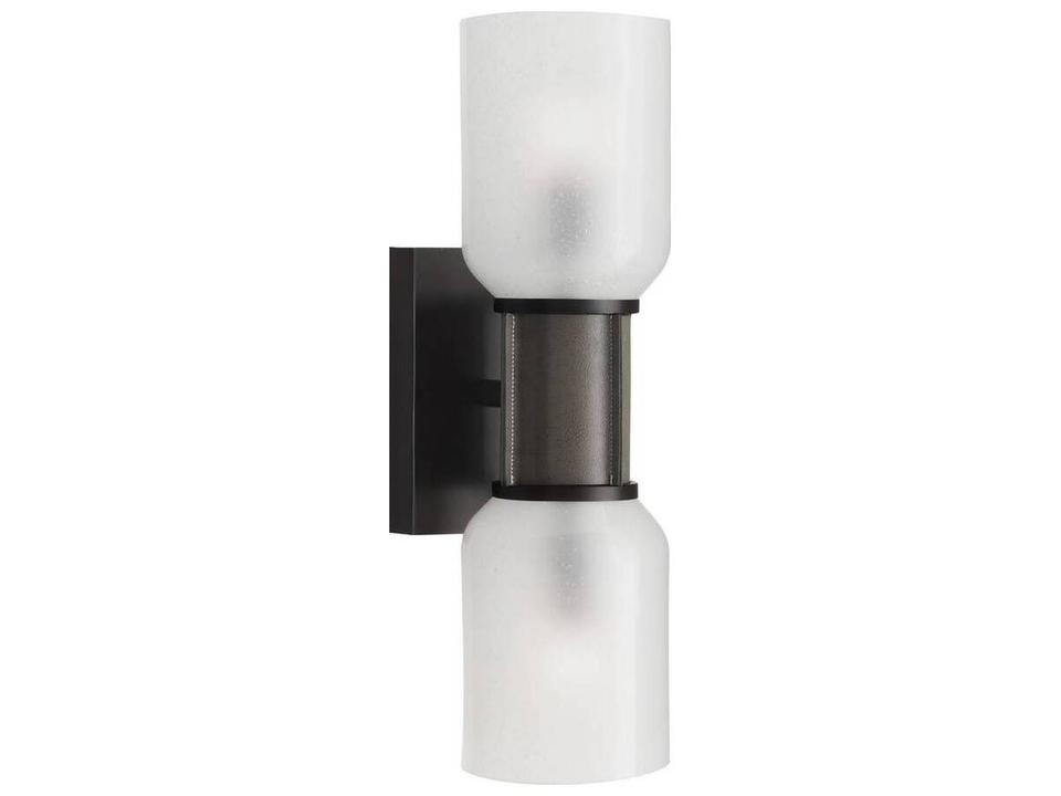 Frosted Seeded Glass Black Vanity Light