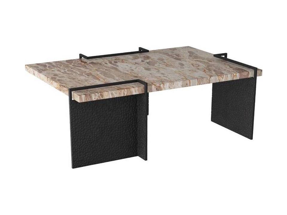 Boda Rectangle Cocktail Table in Blackened Iron and Marble