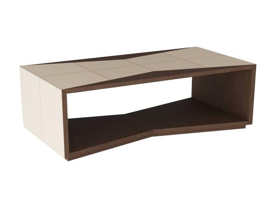 Yuki Rectangle Cocktail Table in Sable Finished Oak and Leather