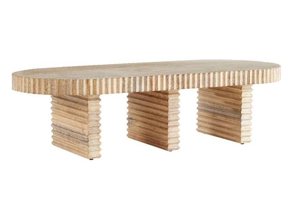 Hilbeck Oval Wood Limed Wash Coffee Table