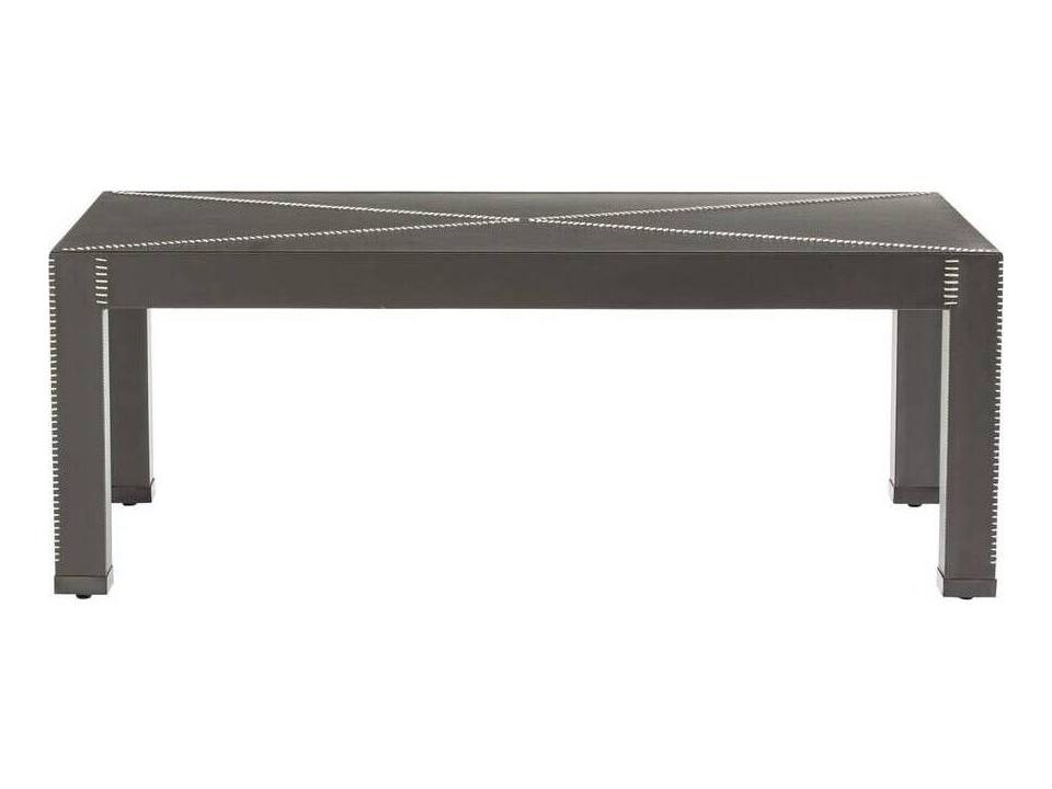 Rectangular Leather Dim Gray Blackened Bronze Hidalgo Coffee Table