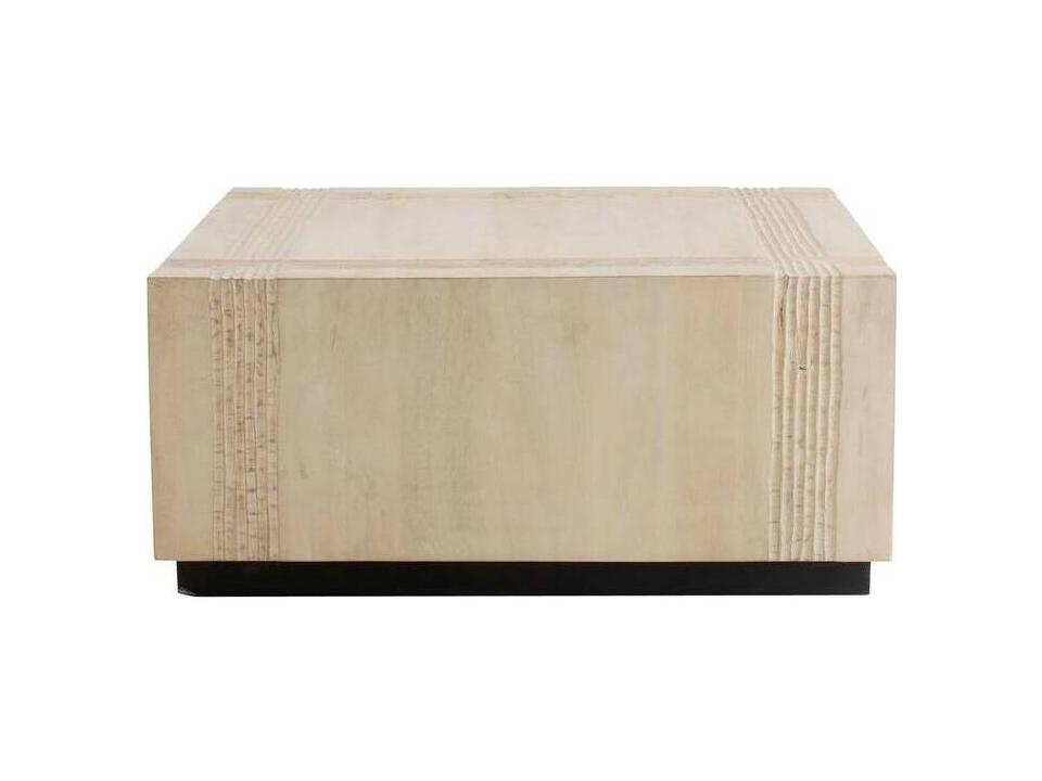 Kamira Square Wood Whitewash Blackened Bronze Black Coffee Table