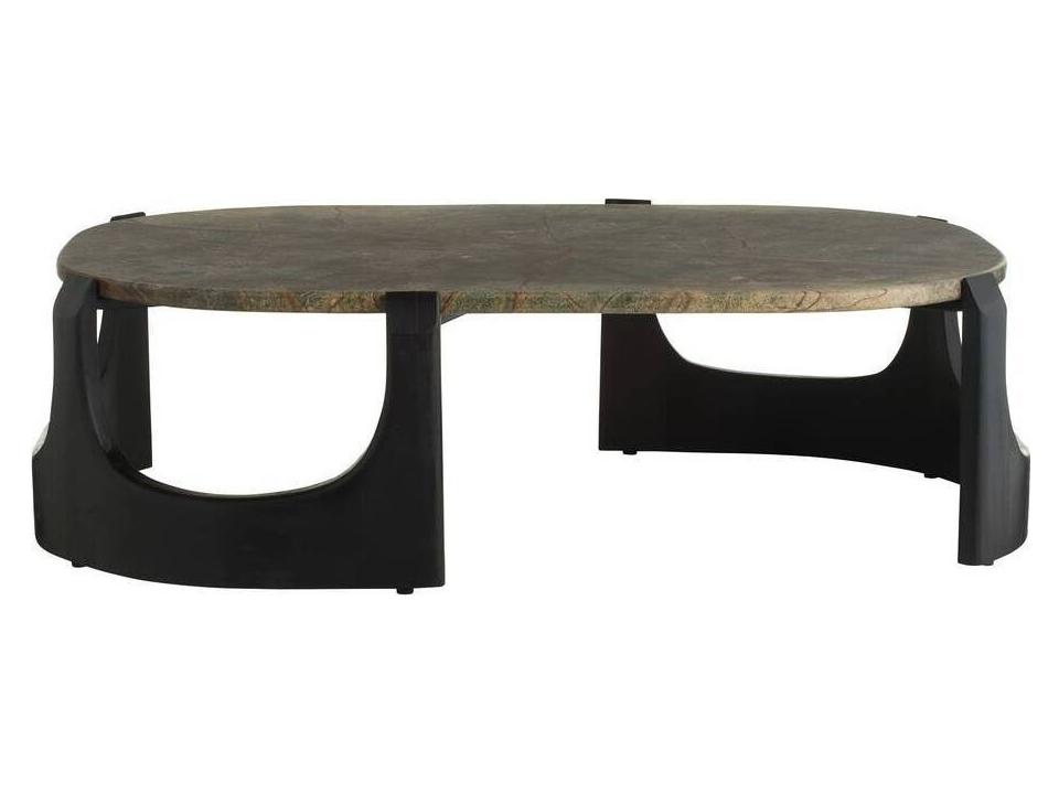 Lorena Oval Coffee Table in Natural Jungle Marble and Ebony