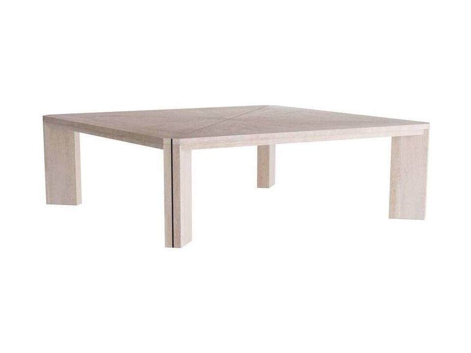 Vancouver Square Coffee Table in Smoke Oak Veneer and Antique Brass