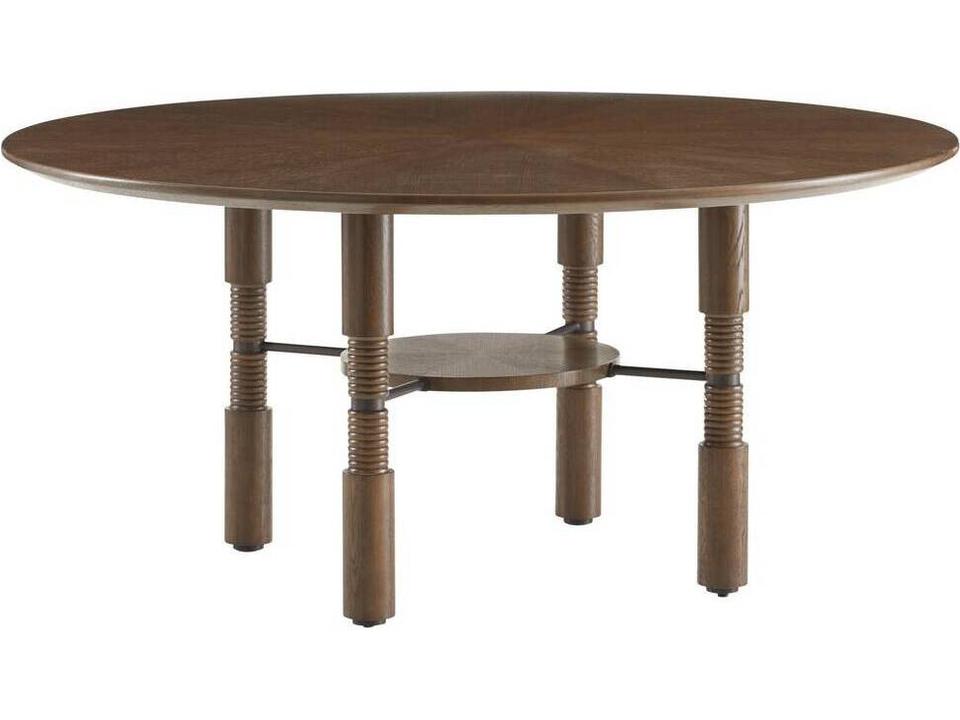 Arteriors Heger 65-Inch Round Dining Table in Tortoise Oak Veneer