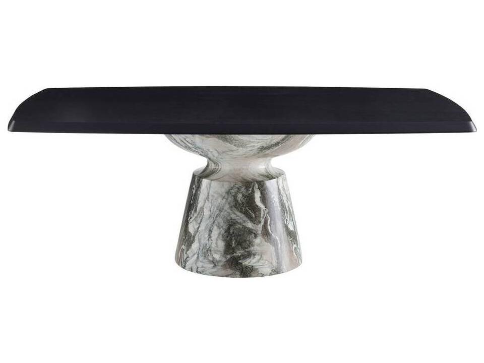 Forgey Rectangle Dining Table in Ebony Oak Veneer and Verde Faux Marble