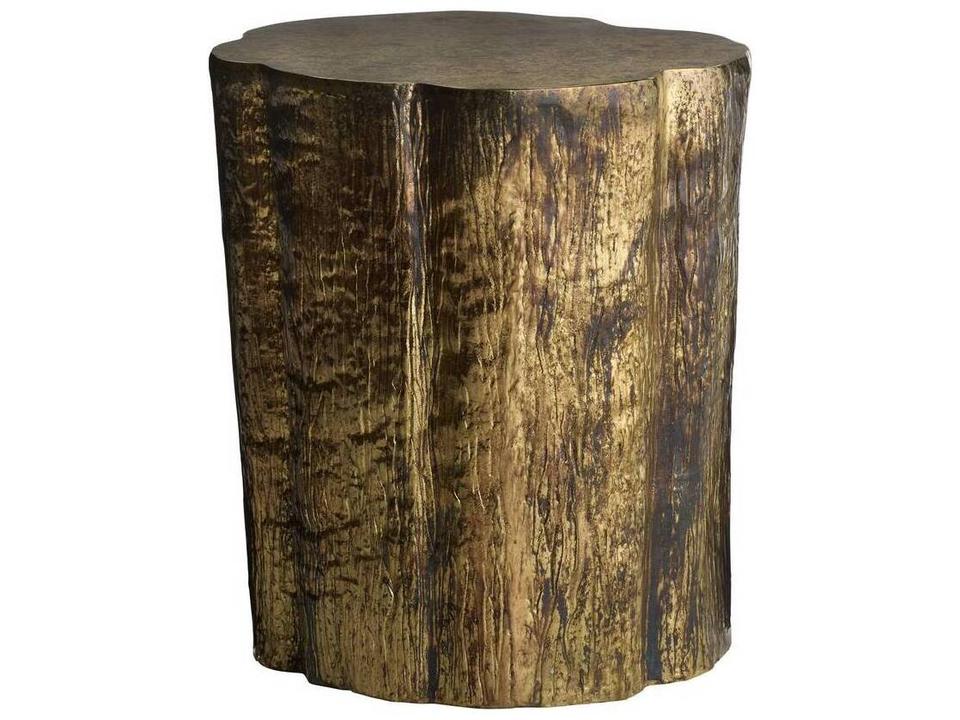 Round Metal Distressed Antique Brass End Table