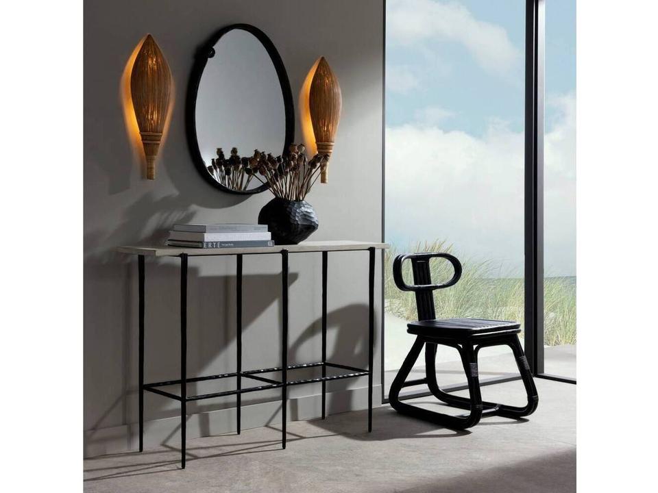 Barbana Rectangular Wood Smoke Console Table with Iron Base