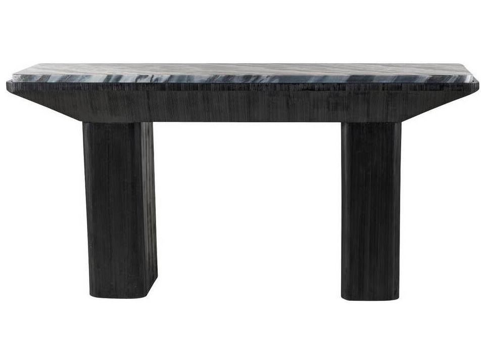 Elio Rectangle Console Table in Galaxy Marble and Ebony Mango Wood