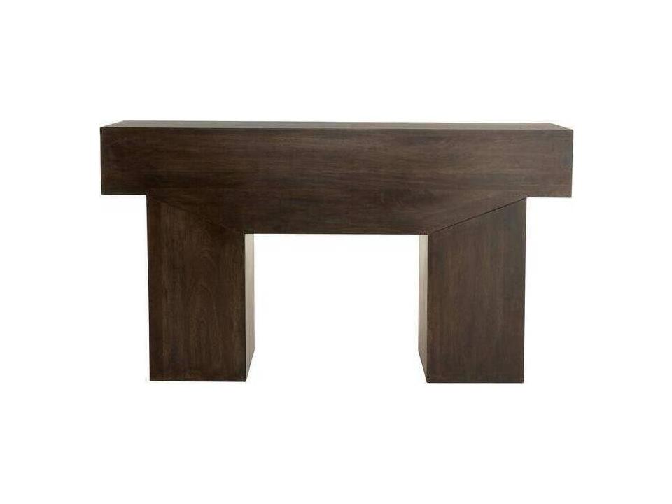 Cairo Console Table Umber Mango Wood with Brass and Marble Accents