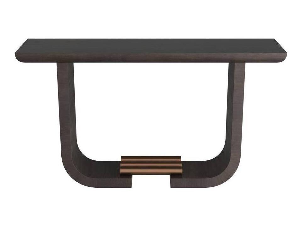 Ralston Console Table Charcoal Amara Veneer with Antique Brass